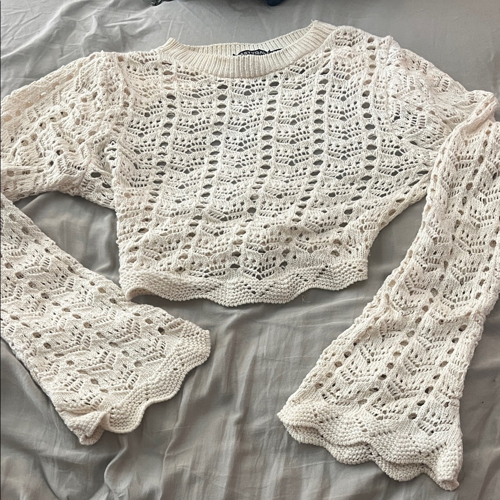 Nasty Gal Cream Knit Sweater
